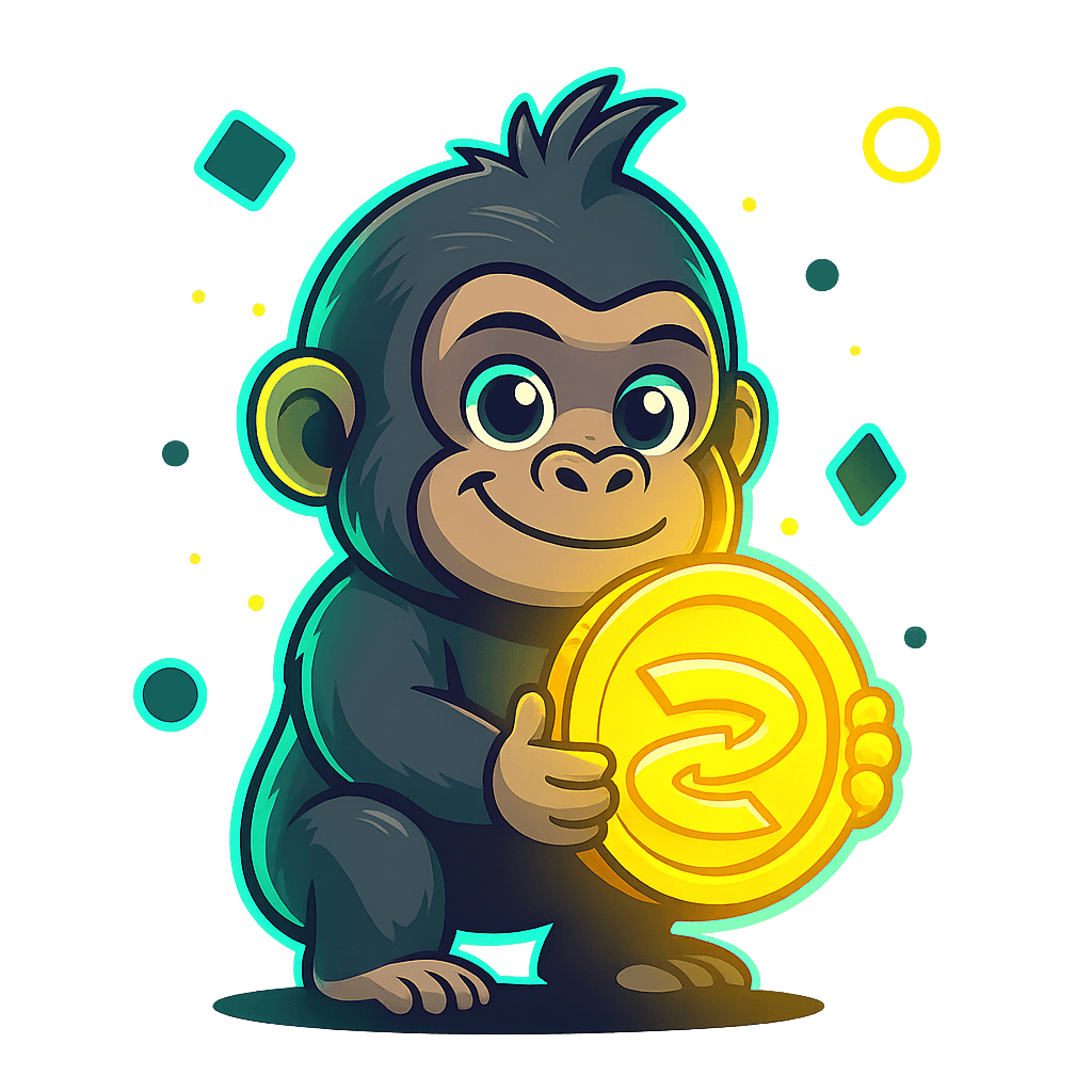 Baby gorilla holding Z coin